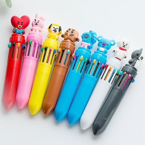 KIT CON 8 BOLÍGRAFOS 10 COLORES BT21