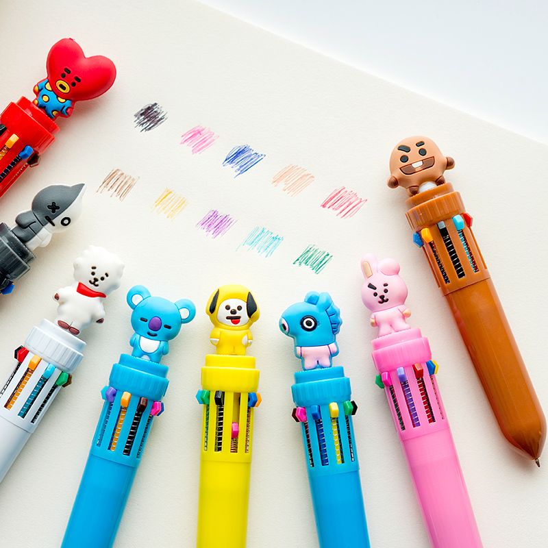 KIT CON 8 BOLÍGRAFOS 10 COLORES BT21