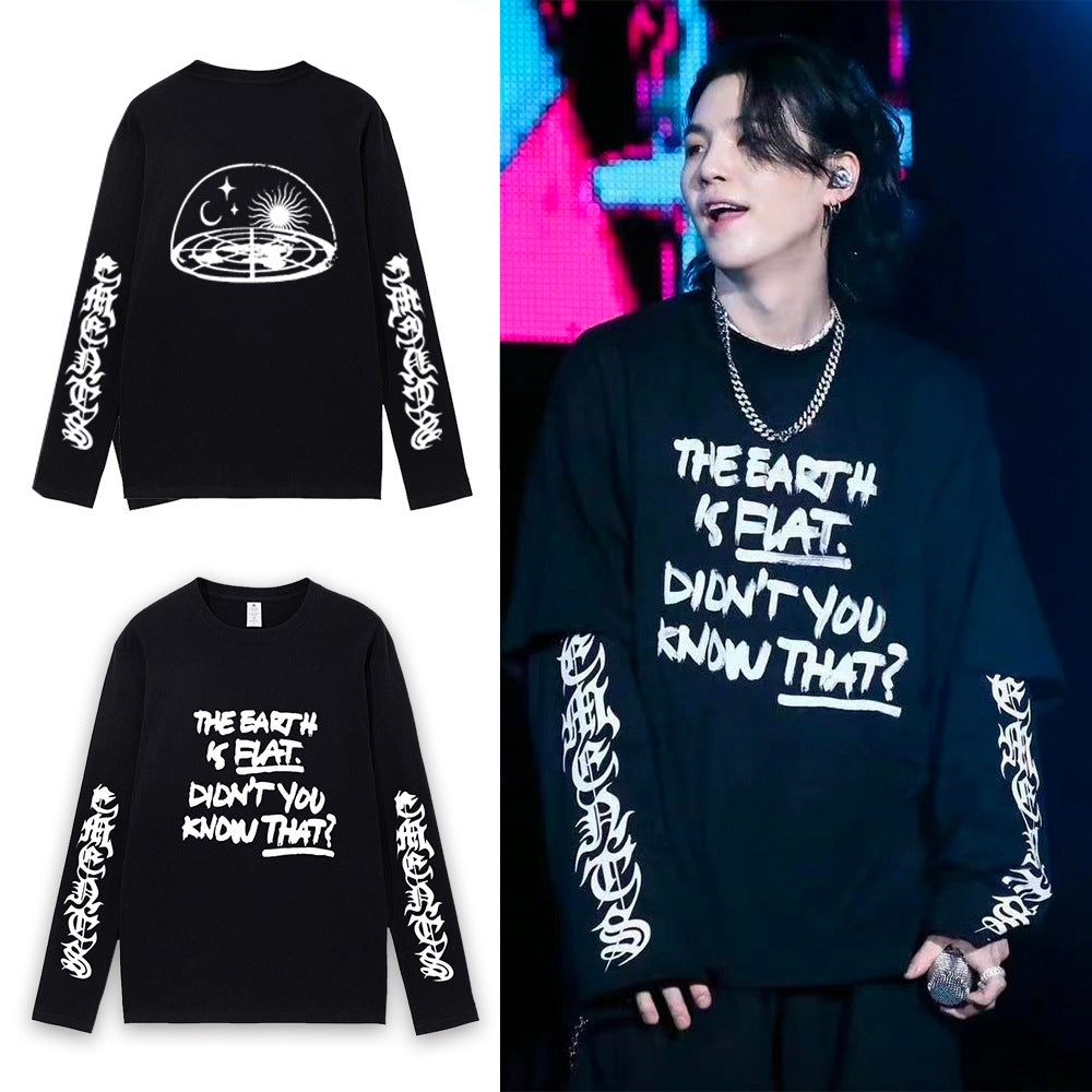 CAMISA MANGA LONGA SUGA BTS "The Earth is Flat" 100% ALGODÃO
