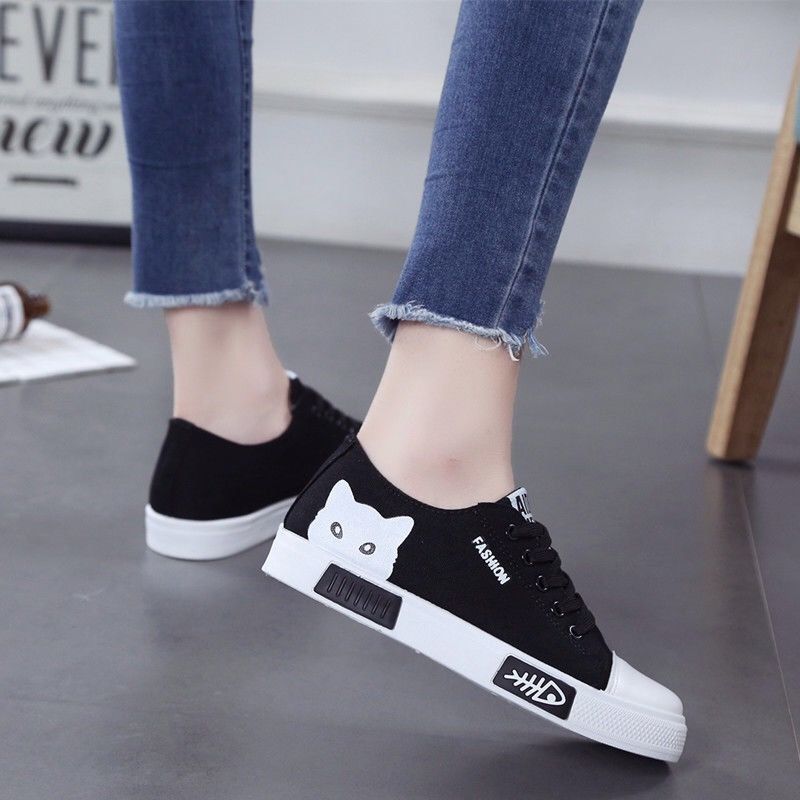 TÊNIS FEMININO CUTE CAT (preto/rosa/branco)