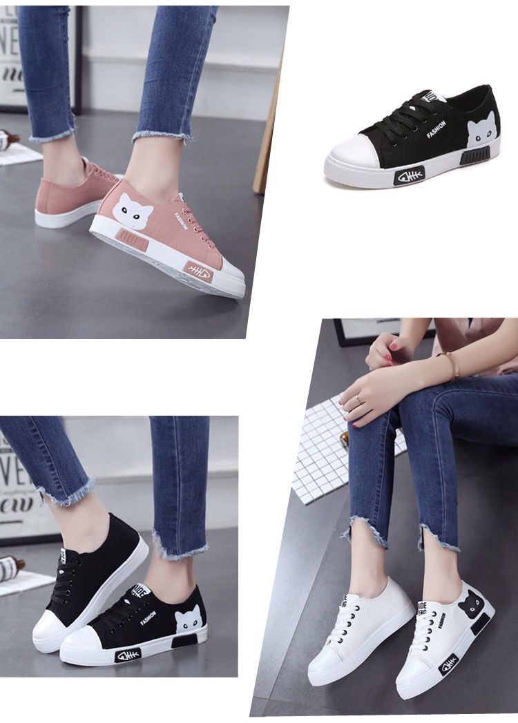 TÊNIS FEMININO CUTE CAT (preto/rosa/branco)