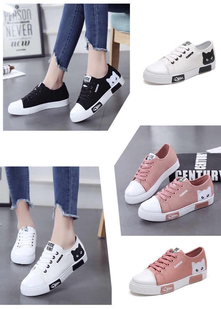 TÊNIS FEMININO CUTE CAT (preto/rosa/branco)