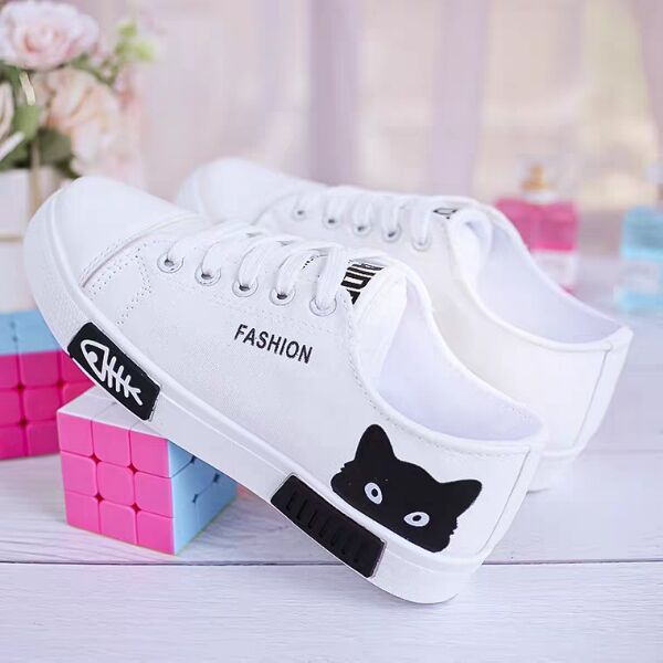 TÊNIS FEMININO CUTE CAT (preto/rosa/branco)
