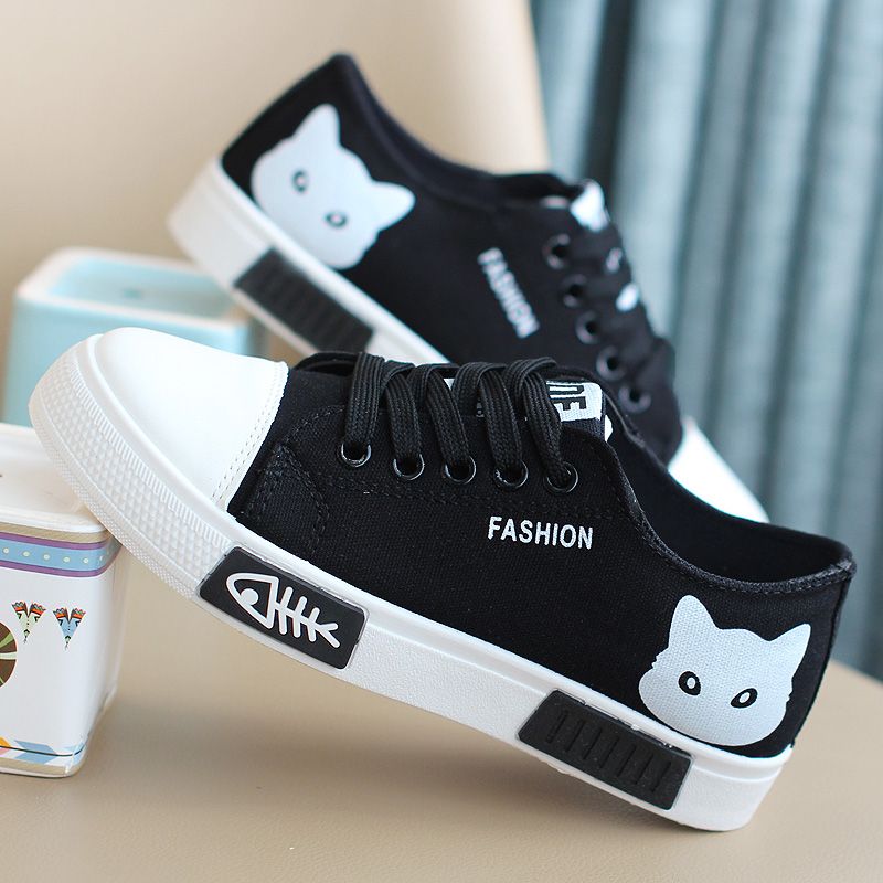 TÊNIS FEMININO CUTE CAT (preto/rosa/branco)