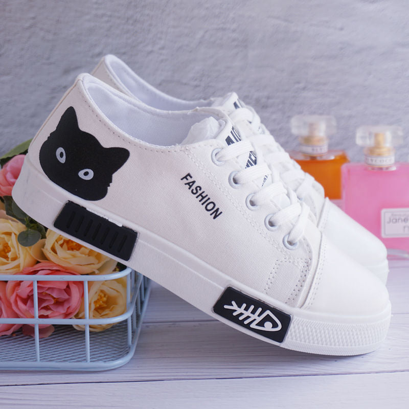 TÊNIS FEMININO CUTE CAT (preto/rosa/branco)