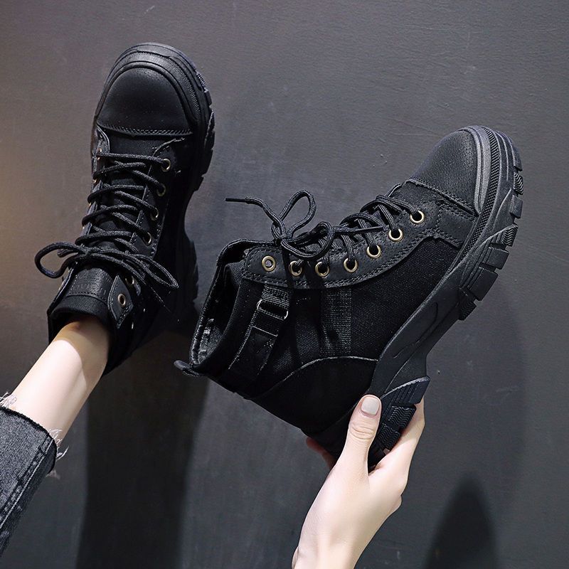 TÊNIS FEMININO CANO ALTO (preto e cáqui)