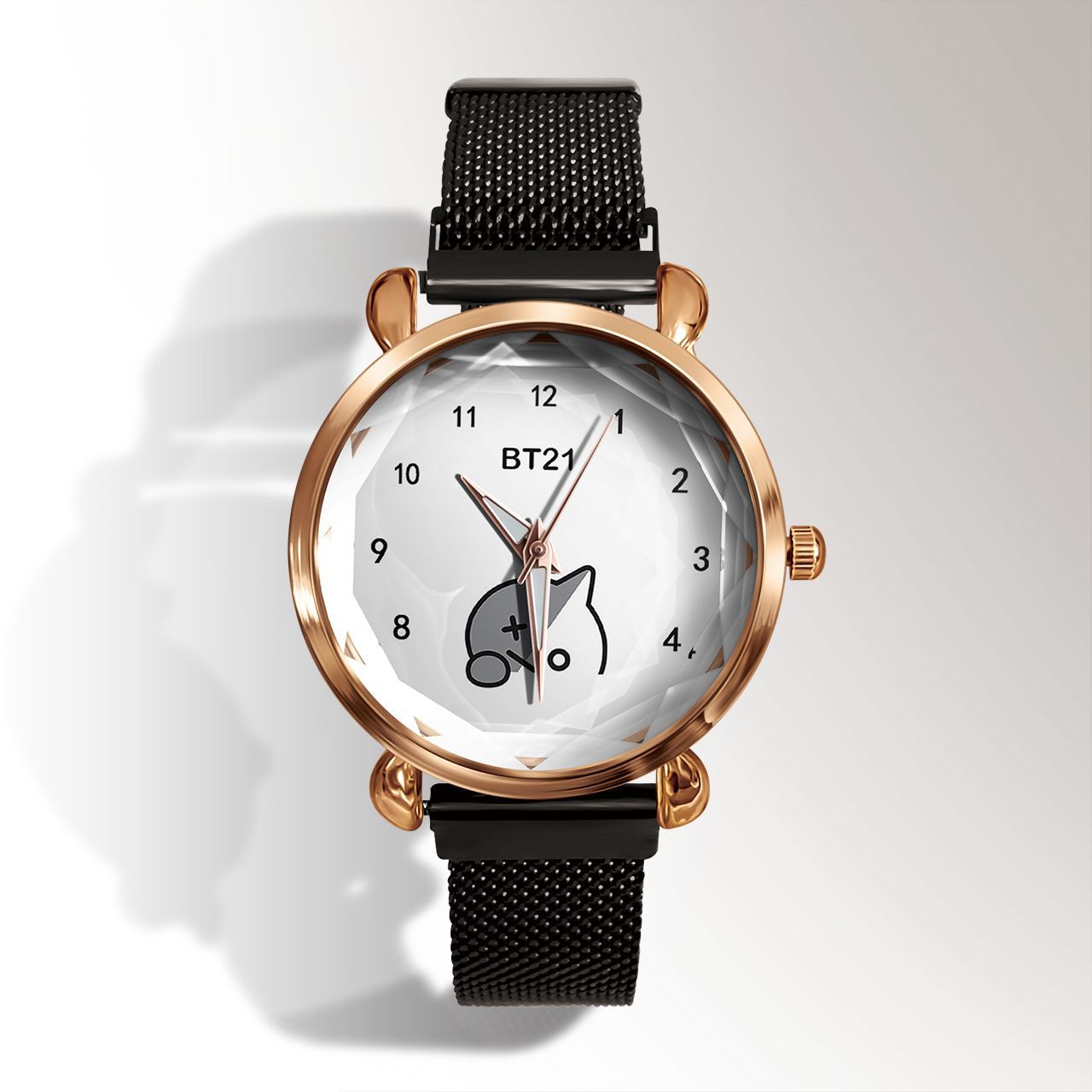 RELÓGIOS BT21 C/ PULSEIRA EM AÇO INOX (todos os personagens)