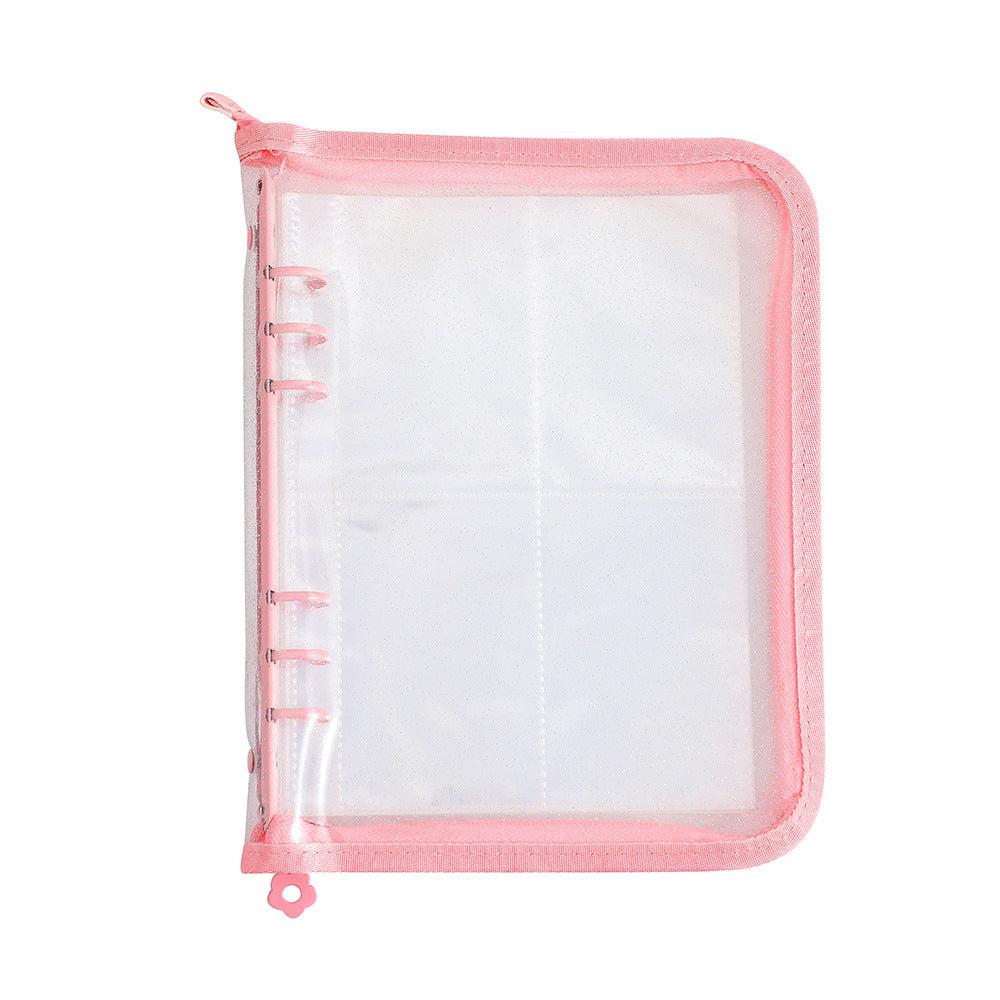 BINDER GLITTER A5 + 20 FOLHAS PLÁSTICAS DUPLA FACE DE 8 BOLSOS CADA
