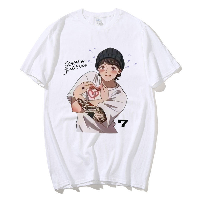 CAMISETA JUNGKOOK SEVEN 100% ALGODÓN (blanco y negro)
