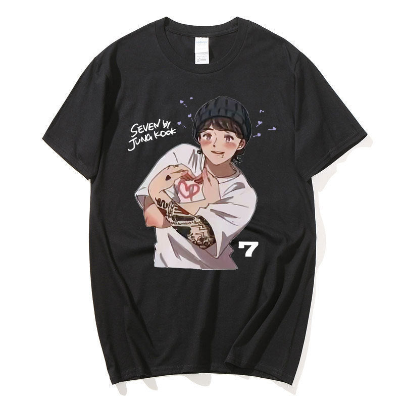 CAMISETA JUNGKOOK SEVEN 100% ALGODÓN (blanco y negro)