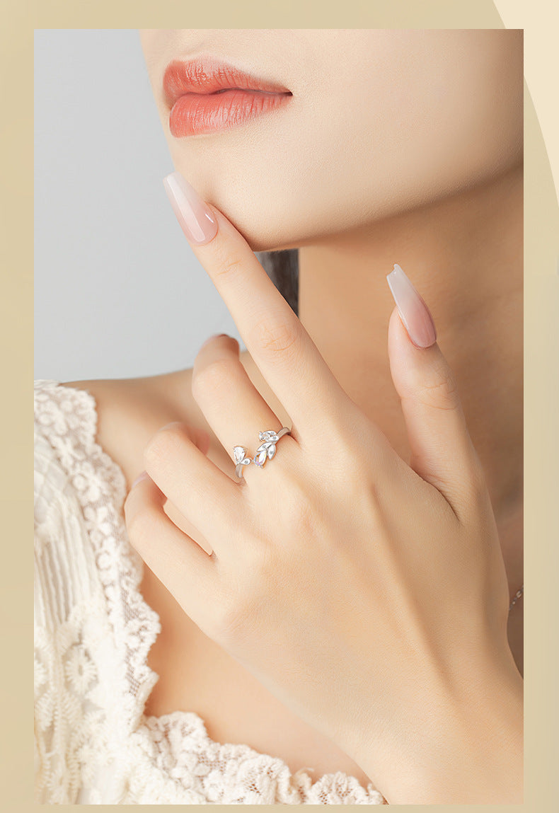 COLLAR/ANILLO ROCÍO MATUTINO EN PLATA 925