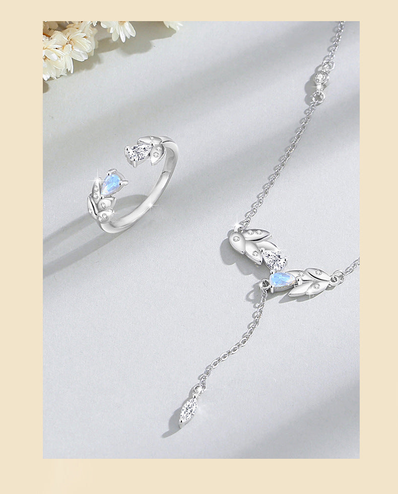 COLLAR/ANILLO ROCÍO MATUTINO EN PLATA 925