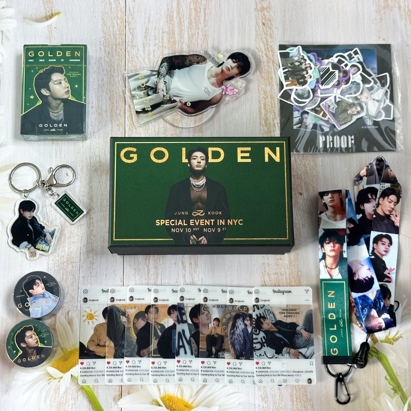 BOX JUNGKOOK GOLDEN COM 159 PÇS (CAIXA PRESENTEÁVEL C/ VÁRIOS ITENS!✨)
