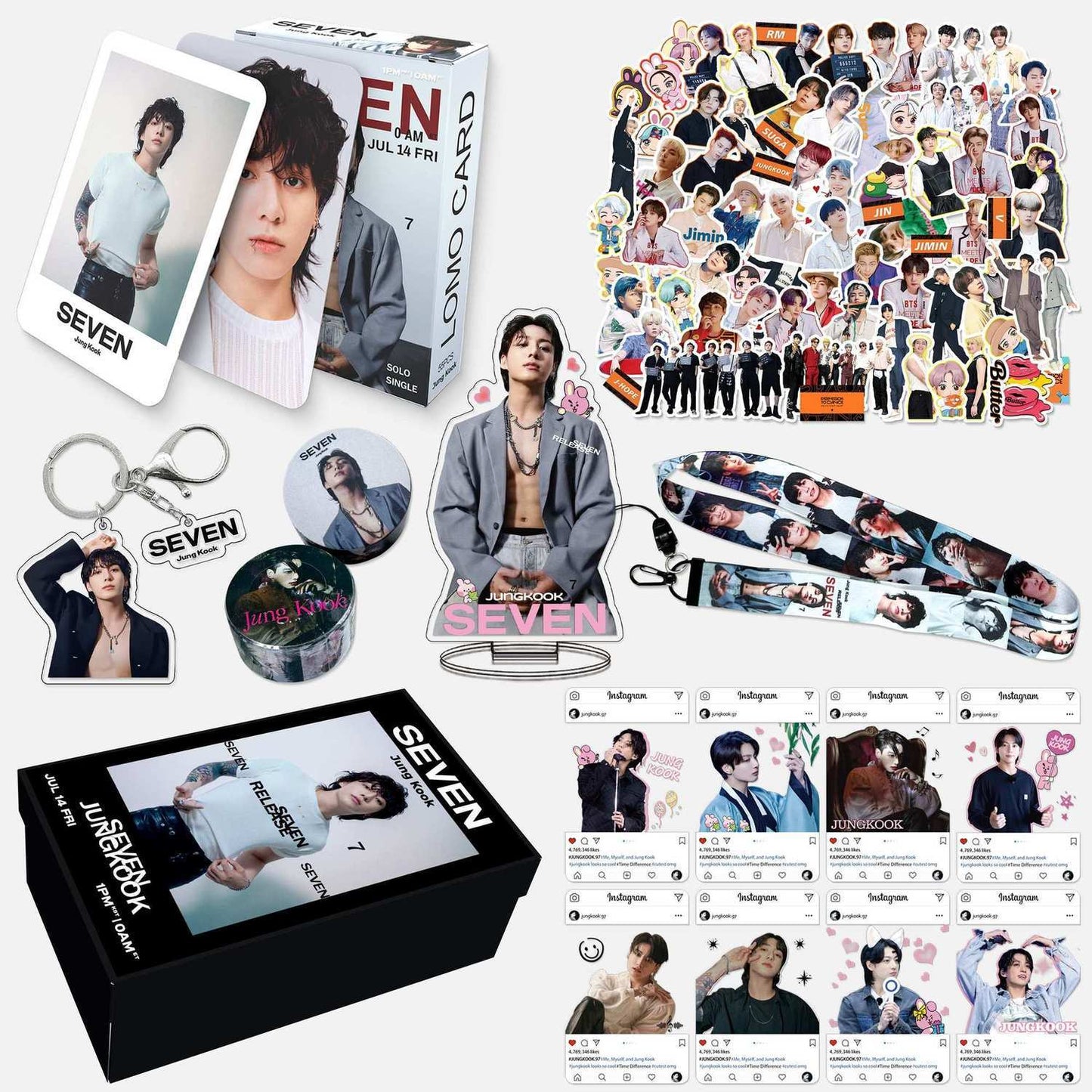 BOX JUNGKOOK SEVEN COM 159 PÇS (CAIXA PRESENTEÁVEL C/ VÁRIOS ITENS!✨)