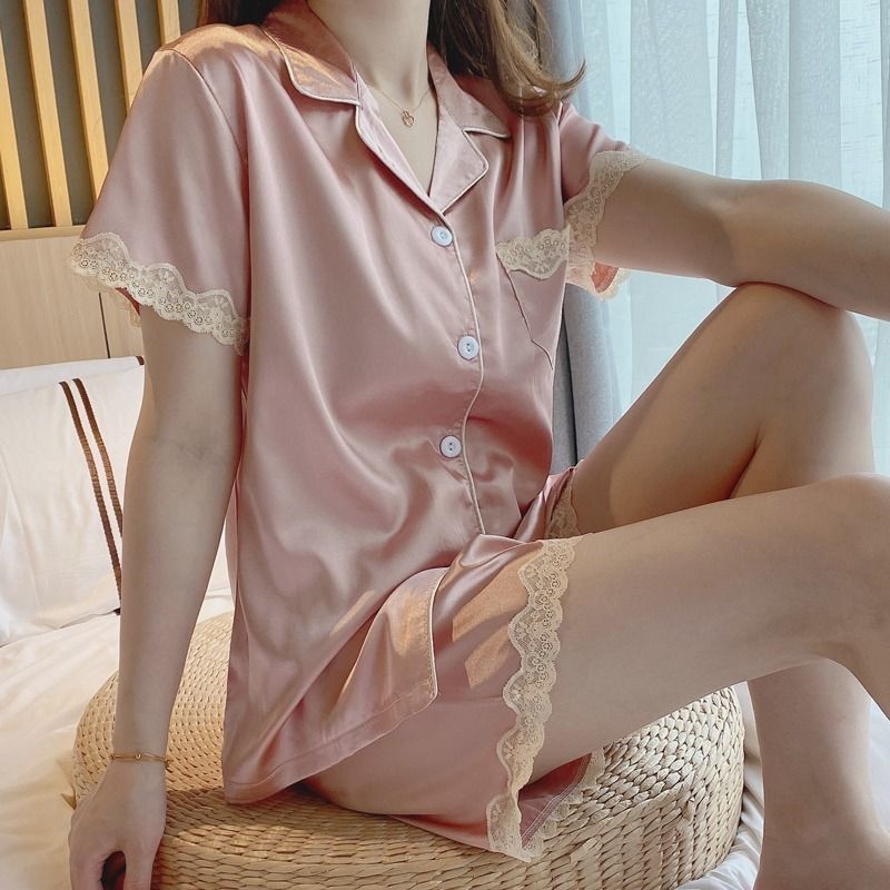 PIJAMA FEMININO AMERICANO COM RENDA (várias cores)