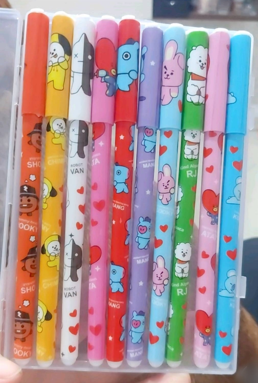 KIT 10 CANETAS GEL COLORIDAS BT21 BTS