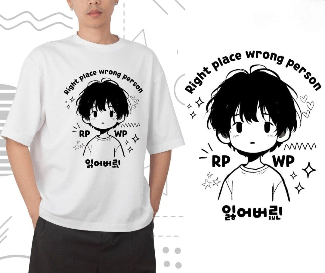 CAMISETA BTS RM "RiGHT PLACE WRONG PERSON" 100% ALGODÃO (preta e branca)