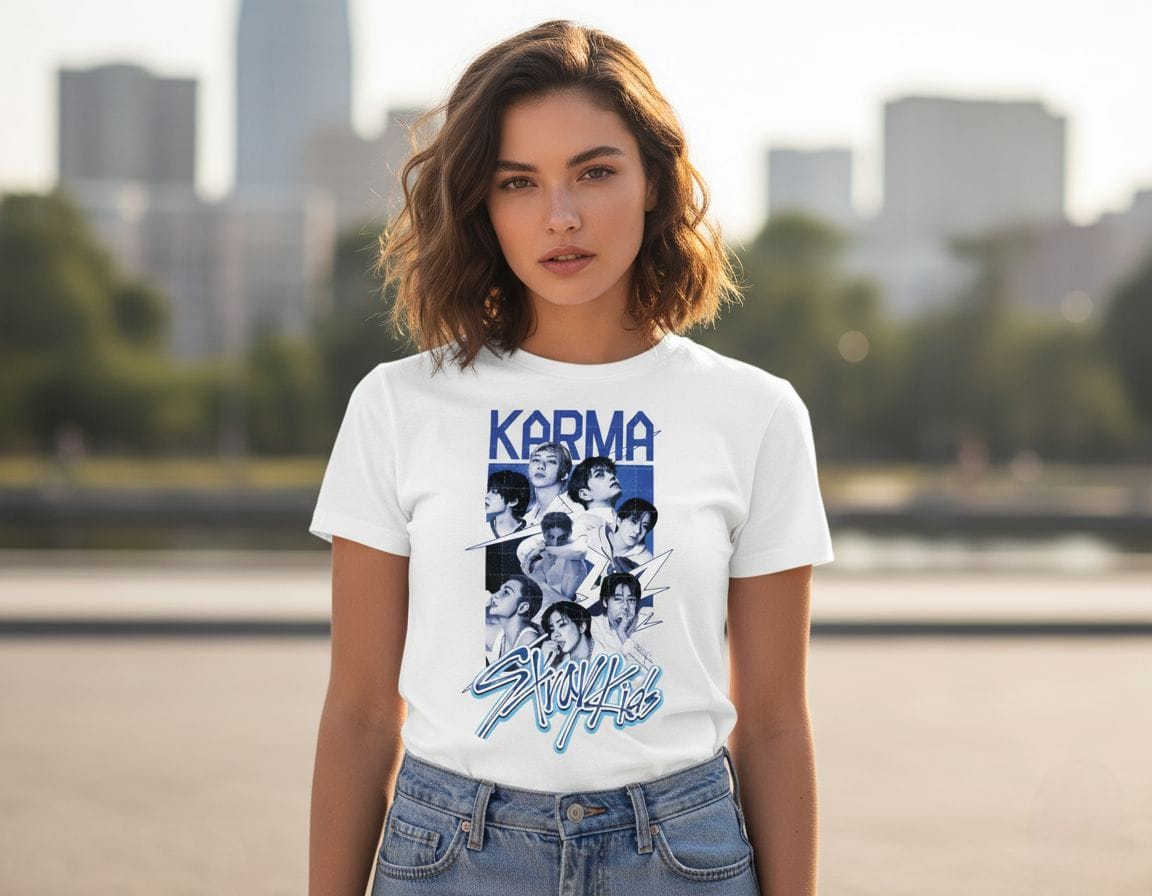 CAMISETA STRAY KIDS KARMA 100% ALGODÃO (preta e branca)