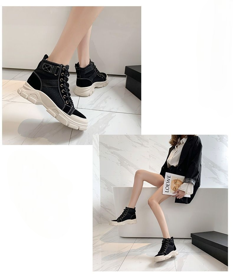 TÊNIS FEMININO CANO ALTO (preto e cáqui)