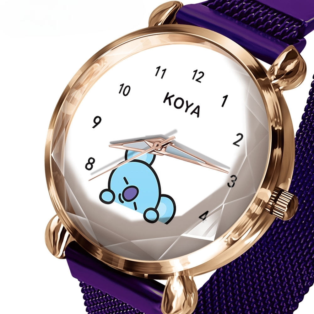 RELÓGIOS BT21 C/ PULSEIRA EM AÇO INOX (todos os personagens)