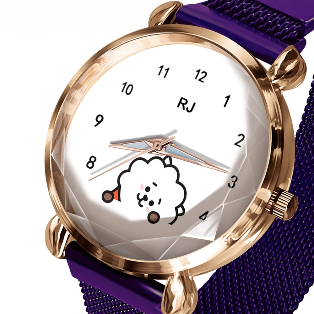 RELÓGIOS BT21 C/ PULSEIRA EM AÇO INOX (todos os personagens)