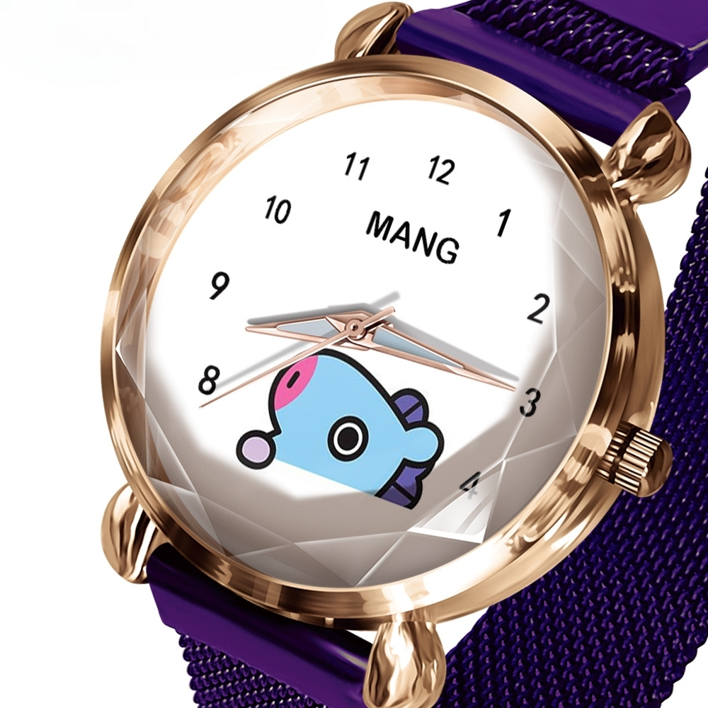 RELÓGIOS BT21 C/ PULSEIRA EM AÇO INOX (todos os personagens)