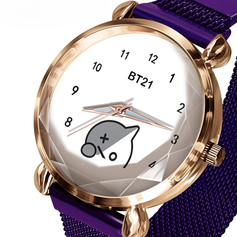 RELÓGIOS BT21 C/ PULSEIRA EM AÇO INOX (todos os personagens)