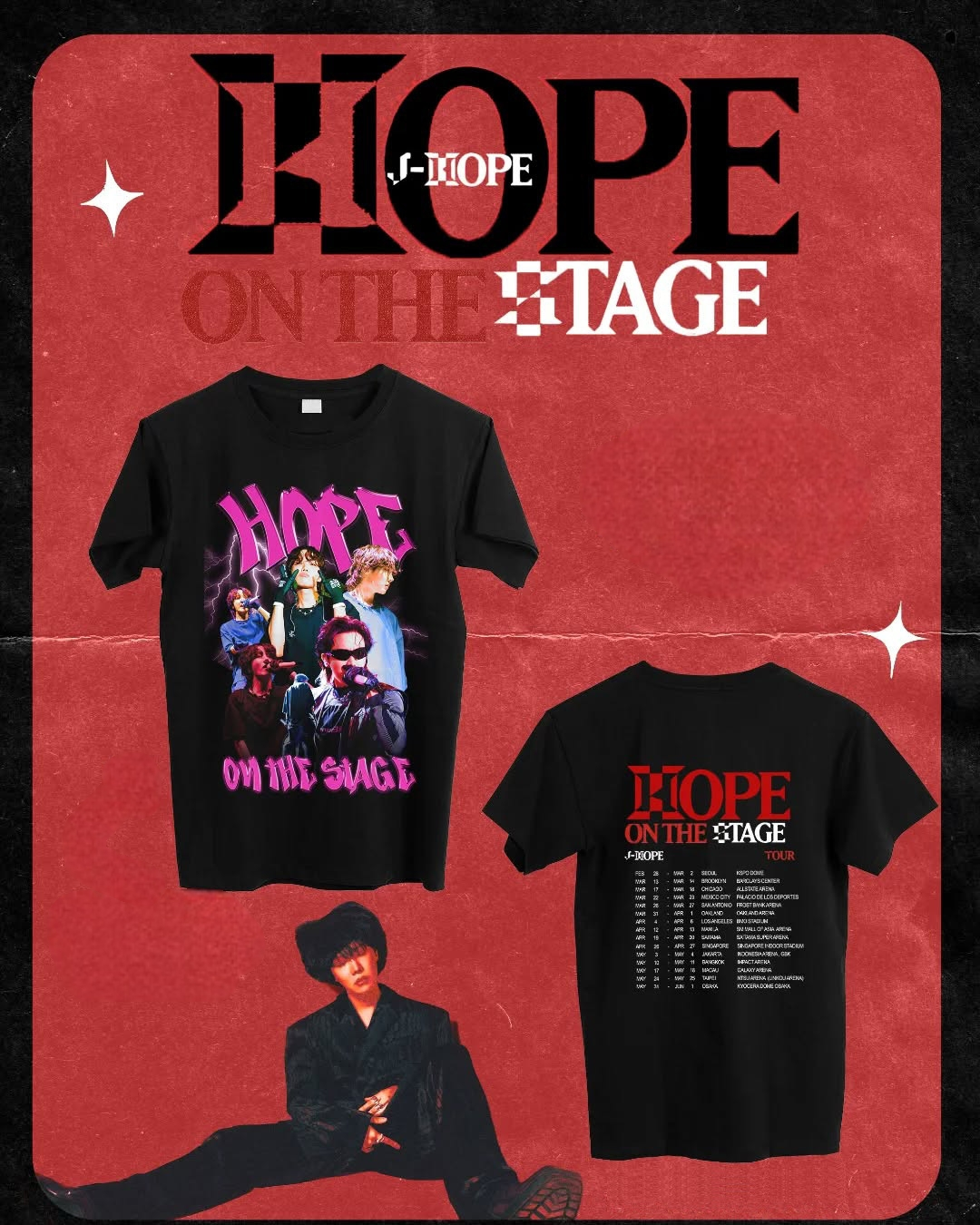 JHOPE HOPE ON THE STREET TOUR T-SHIRTS 100% COTTON