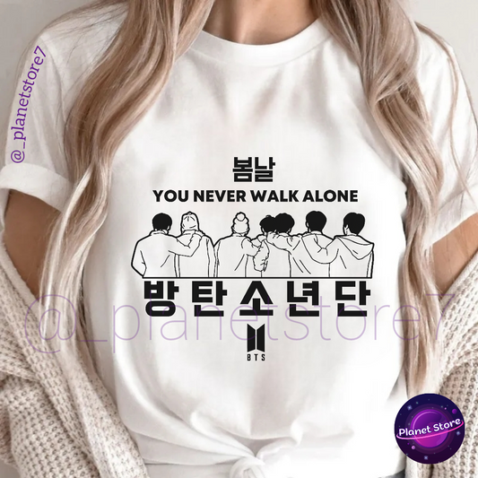CAMISETA BTS "You Never Walk Alone" 100% ALGODÃO (preta e branca)