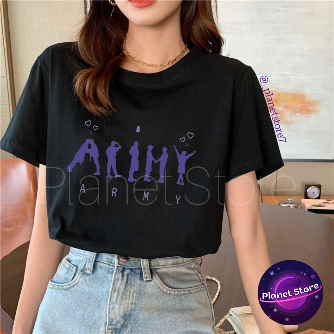 BTS ARMY BUTTER T-SHIRT 100% COTTON (black and white)