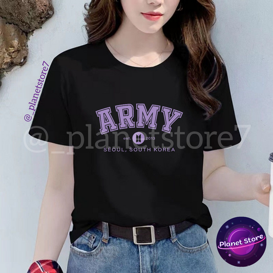 CAMISETA ARMY 100% ALGODÃO (preta/branca)