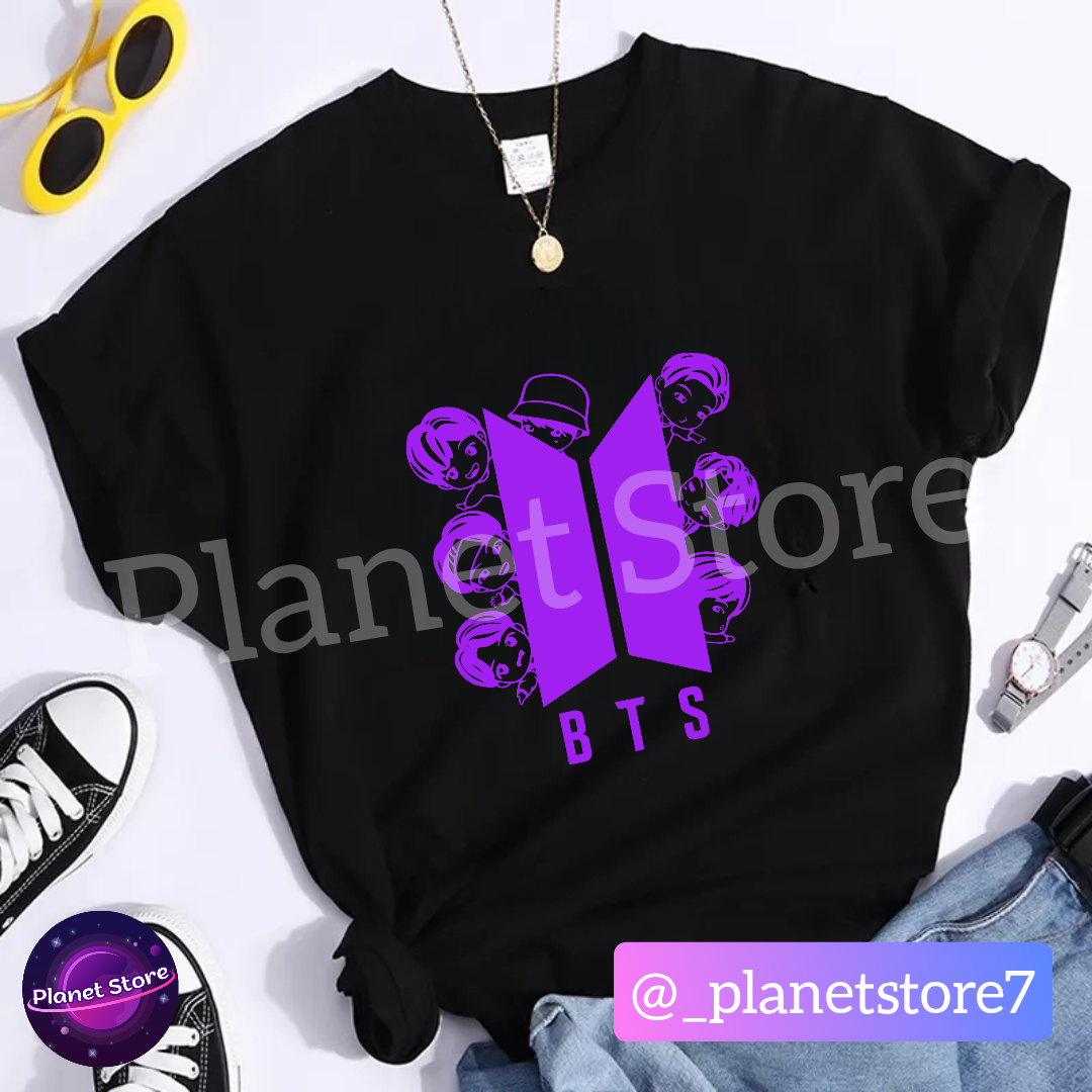CAMISETA BTS TINY TAN 100% ALGODÃO (preta e branca)