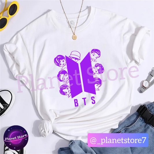 CAMISETA BTS TINY TAN 100% ALGODÃO (preta e branca)