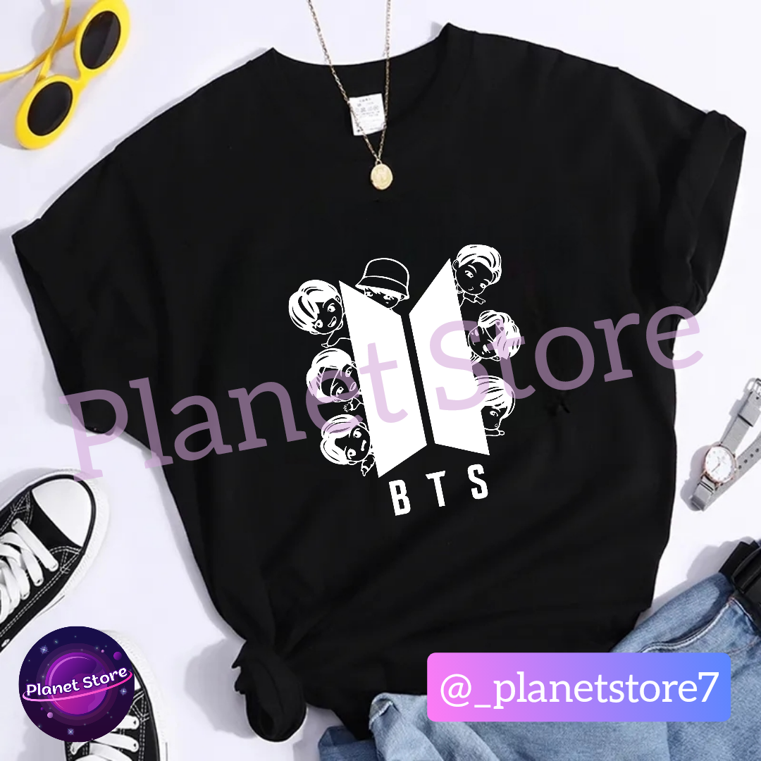 CAMISETA BTS TINY TAN 100% ALGODÃO (preta e branca)