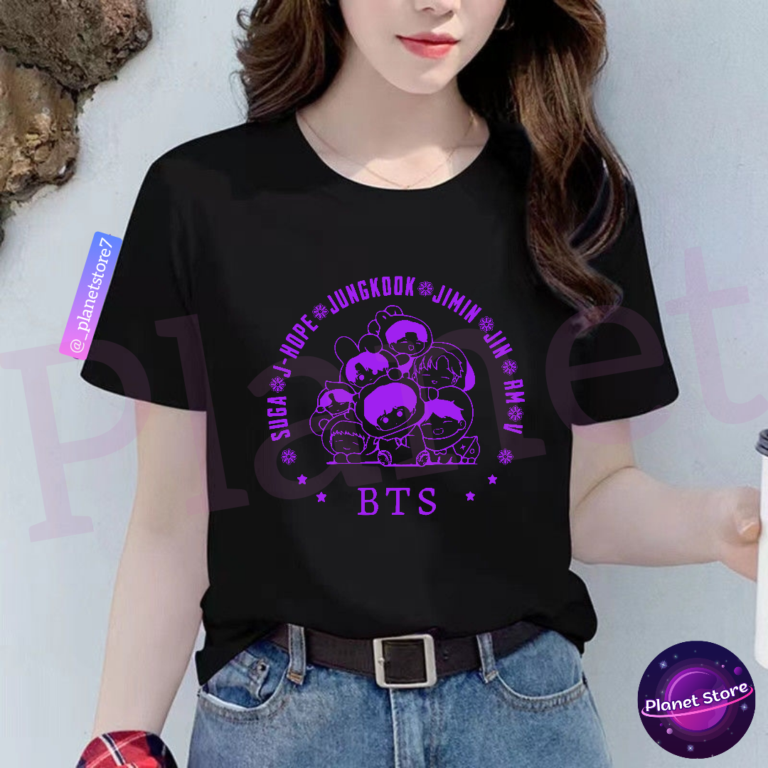 BTS T-SHIRT 100% COTTON (black/white)