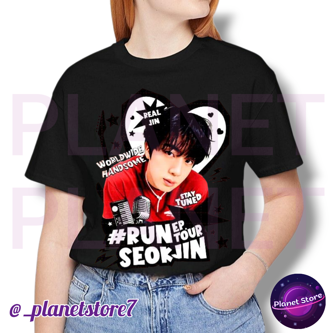 CAMISETA JIN RUNSEOKJIN TOUR 100% ALGODÓN (blanco y negro)