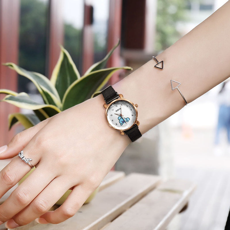 RELÓGIOS BT21 C/ PULSEIRA EM AÇO INOX (todos os personagens)
