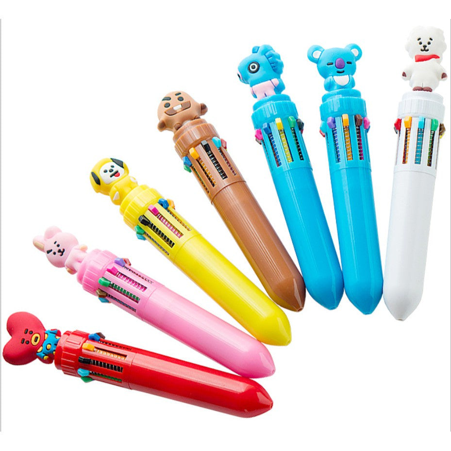 KIT CON 8 BOLÍGRAFOS 10 COLORES BT21