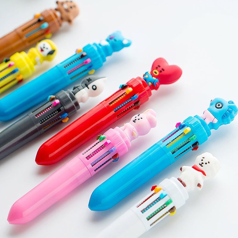 KIT CON 8 BOLÍGRAFOS 10 COLORES BT21