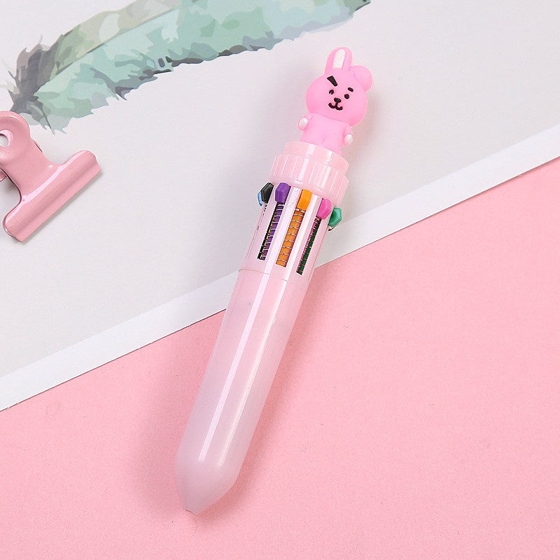 KIT CON 8 BOLÍGRAFOS 10 COLORES BT21