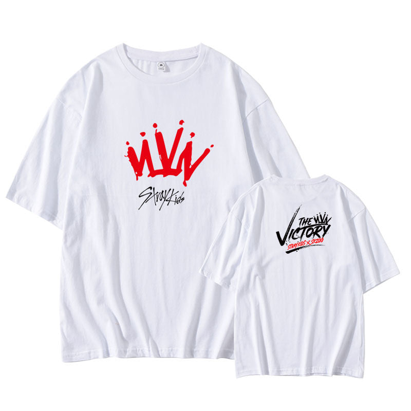 STRAY KIDS T-SHIRT 100% COTTON (black, white and purple)