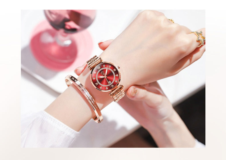 RELOJ DE MUJER CON CORREA DE ACERO INOXIDABLE IMPERMEABLE (3 opciones de color)