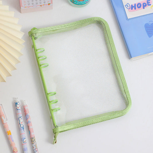 BINDER GLITTER A5 + 20 FOLHAS PLÁSTICAS DUPLA FACE DE 8 BOLSOS CADA