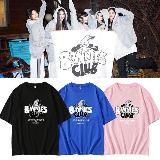 NEWJEANS BUNNIES CLUB T-SHIRTS 100% COTTON (various colors)