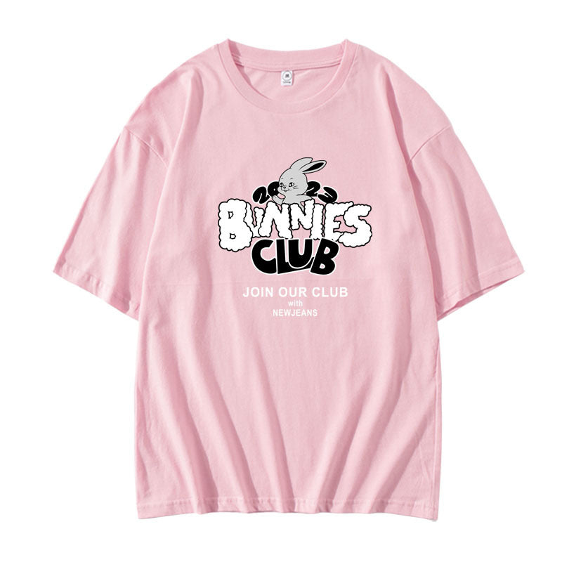 CAMISETAS NEWJEANS BUNNIES CLUB 100% ALGODÃO (várias cores)