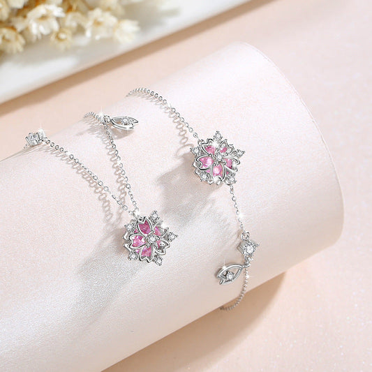 NECKLACE / BRACELET IN 925 SILVER CHERRY BLOSSOM COLLECTION