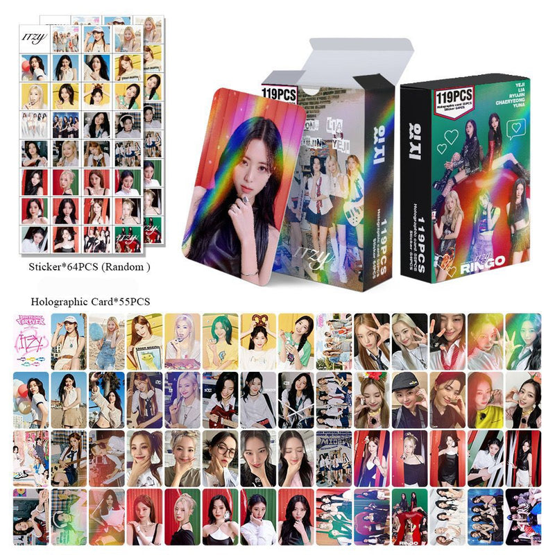 KITS DIVERSOS GRUPOS - 119 PÇS (55 PHOTOCARDS HOLOGRÁFICOS + 64 ADESIVOS)