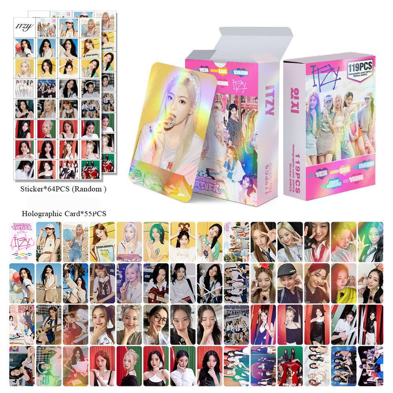 KITS DIVERSOS GRUPOS - 119 PÇS (55 PHOTOCARDS HOLOGRÁFICOS + 64 ADESIVOS)