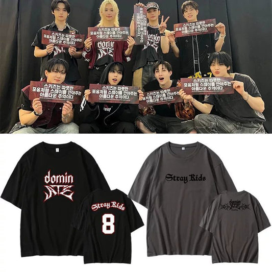 CAMISETAS STRAY KIDS DOMIN ATE TOUR  100% ALGODÃO