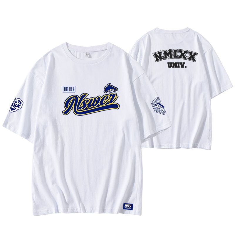 NMIXX MIXX UNIVERSITY T-SHIRTS 100% COTTON (black and white)